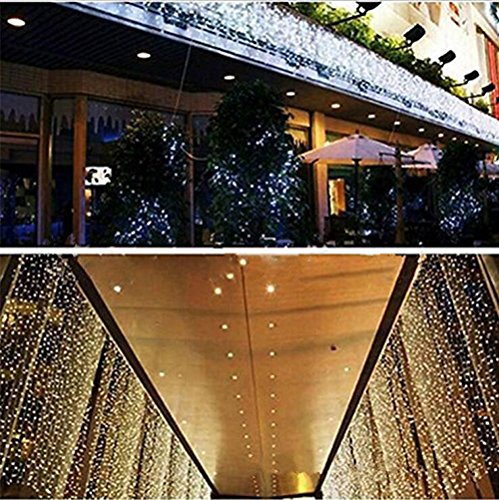 KNOW LED-Schnur-Lichter —– 300 LED-Innen-und Außen Vorhänge Eiszapfen Lichterketten Lichterketten in der Hochzeit Gartenhaus Schlafzimmer genutzt Weihnachtsbeleuchtung Dekoration 3 m * 3 m (warmes Weiß) - 3