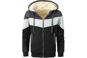 LEZUAN Felpa con Cappuccio Uomo Vello Foderato, Hoodie con Cerniera Integrale, Cappotto con Cappuccio di Spessore, Giacca con Cappuccio Inverno Caldo