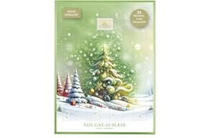 ‎LAUENSTEIN CONFISERIE Lauenstein Confiserie Pralinen Adventskalender Weihnachtsbaum Nougat, 24 handgefertigte Pralinen ohne Alkohol 300g mit 12 verschiedenen Pralinensorten, Weihnachtskalender zum Aufstellen