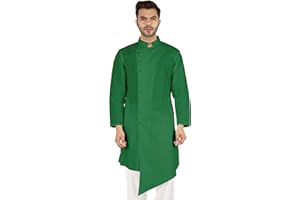 Atasi Casual Solid Langarm Baumwolle Kurta Für Indische Männer Mandarinkragen Unregelmäßiges Hem Ethnisches Hemd