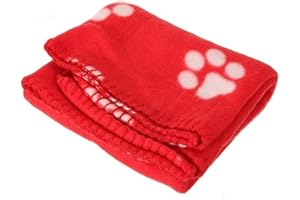 JS One Pet Inverno Caldo Paw Stampa Fleece Coperta per Gatto Gattino Cane & Cucciolo - 140 x 100 cm (XL) Rosso