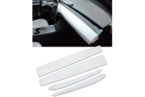 SHSBSCAR Dashboard Cover for Tesla Model Y 2021-2023, Dash Wrap Cover Door Trim ABS for 2020-2023 Model 3 Accessories (4 pieces Matte White)-Not for 2024 New Model