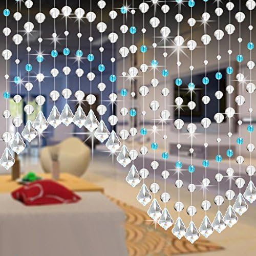 Crystal Beads Curtain,LUVERSCO Europe New Fashion Crystal Glass Bead Curtain Luxury Living Room Bedroom Window Door Wedding Decor (Blue)