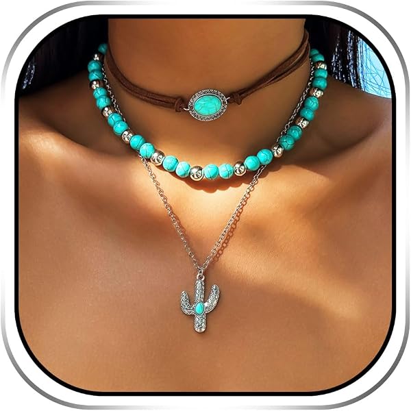 Collier Perles Turquoise - Collier Mi-long - Pierre Naturelle, Couleur Bleu - Neuf Avec étiquettes
