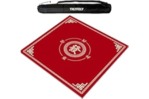 YXLYFDLY Tapis de mahjong carré avec sac de transport noir, antidérapant et résistant à l'usure, tapis de table pour mahjong, paigow, poker et jeu de carrelage (rouge, 90 cm)