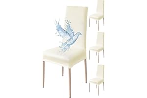 Poligino 4-częściowy wodoodporny pokrowiec na krzesło, do jadalni, pokrowiec na krzesło, uniwersalny, łatwy w montażu, łatwy do czyszczenia (biały, 4 sztuki)