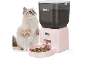 Automatic Cat Feeder,Olfjurk 4L Timed Auto Dry Cat Food Dispenser Programmable Control 1-6 Meals | Dual Power Supply with Desiccant Bag