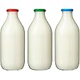 MOOPOPS (Classic Mixed 3 pack of reusable silicone tops specifically designed to fit standard UK one pint glass milk bottles.