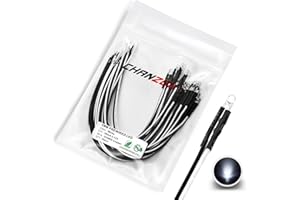 [Cavo UL] Chanzon 20 pezzi pre cablati luci a diodi LED bianco da 3 mm (lente trasparente rotonda e trasparente DC 12V) con resistenza da 560 ohm 1/4W e indicatore di Cavo da 24AWG