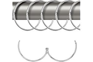 YJSDDNTY 20 anillos de cortina para abrir, anillos de cortina de metal de 50 mm, anillos redondos, clips de cortina de ducha, clips de metal para cortinas y barras de cortina (plateadas)