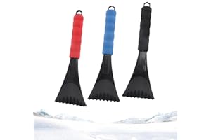 HENGBIRD 3 Pcs Ice Scraper,ice Scraper Car Windshield,Multi-Function Car Scraper Windscreen Scraper,Car Window Scraper Foam Handle Car Windshield Glass Ice Remover (Black Blue Red