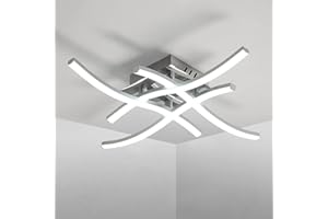 DAXGD Plafoniera led Soffitto, Lampada da Soffitto Moderna, 24W Forked Shaped Lampadario LED 6500K Luce Bianca Fredda per Soggiorno Camera da Letto(36cm)