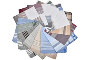 TIMESETL 15 Fazzoletti Cotone Uomo 40 x 40 cm Fazzoletto da Taschino Uomo Grandi Fazzoletti di Cotone Morbido, Fazzoletto di Stoffa a Quadri, 5 Stili Classici