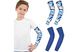 LUYANFX Volleyball Manchon Bras Enfants Basketball Manchettes Bras pour Enfants 2 Paires de Manchettes de Bras Taille L, Protection Solaire pour Course, Vélo, Skateboard