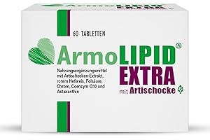 ArmoLIPID® EXTRA - Von der Nr. 1 Marke im Cholesterinmarkt° - Nahrungsergänzungsmittel mit Artischocken-Extrakt, rotem Hefereis, Folsäure, Chrom, Coenzym Q10 und Astaxanthin - 60 Tabletten