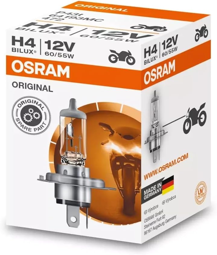OSRAM 64193 Lámpara Faros H4 Blister Individual, Halogen blanco, HALOGEN ORIGINAL 12V