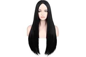 JUZIVIEE Perücke Schwarz Damen Lang Glatt Brunett Perücken für Frauen Natürlich Wig Cosplay Kostümparty Halloween Karneval Wig 013