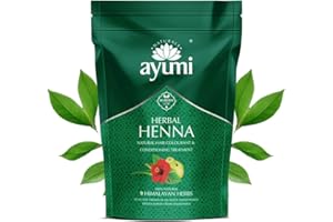 Ayumi Herbal Henna Powder with 9 Himalayan Herbs | Bhringraj Powder | Hibiscus | Brahmi | Nourishing Natural Hair Dye, Dandruff Control |Reducing Itchiness Henna Hair Dye for Men & Women |150g