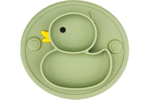 Qshare Assiette en silicone pour bébé avec aspiration, set de table antidérapant pour enfants, convient pour chaise haute, sans BPA, passe au lave-vaisselle et au micro-ondes, pour les tout-petits
