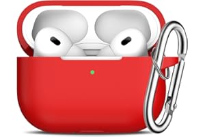 R-fun Silikonowe etui do Apple AirPods Pro 2. generacji 2022 i 1. generacji 2019 etui ładujące, pełne ochronne akcesoria skórne dla kobiet mężczyzn, przednia dioda LED widoczna - czerwona