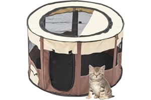 Floving Clôture Ronde intérieure/extérieure pour Parc Animalier Portable Pliable (Coffee-S)