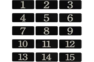 STAYMAX Targhette adesive con numeri, in plastica, rettangolari, per armadietti, stanze, tavoli (1-25, nero)
