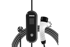 ZHIBANG Electric Vehicle Charging Cable Schuko Portable Household Fast Electric Vehicle Charging Equipment IEC 62196-2 Type 2 16A/3.6KW (Switchable Current 6A 8A, 10A to 16A)
