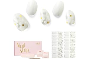 ‎NAILOG NAILOG Nagelfolie uv härtend,34 Stück Nagelsticker selbstklebend in Salonqualität, lang anhaltende Soft Gel Finish Nagelfolien Nails Starter Set für Frauen,White Petals
