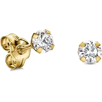MIORE Ohrstecker Aus 9K Gold (375) Mit Blauem Topas – Goldene Krappenfassung, Steckverschluss, Im Geschenketui
