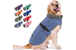 Sheripet Winter Dog Coats, Warm Fleece Dog Winter Coat for Small, Medium and Large Dogs Adjustable Dog Jacket Winter with Nylon Buckle, Reflective Safety Winter Coats for Dogs, Blue M