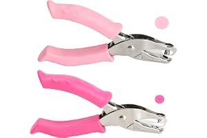 2 stycken hålslagare 1 hål, rund hålslagare, pappershålslagare, rosa | Robust 1-håls stansare, bekvämt handtag, metallhylsa, håltagare för DIY-skola, rent och exakt snitt