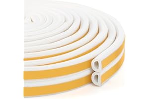 Inwee Bande de Joint D-Profil, 10M Joint d'Étanchéité Porte, Fenetre, Calfeutreur les Porte et Fenêtres avec Forte Adhérence, Isolante Froid, Insonorisé, Anti-poussière, Preuve de Collision (Blanc)