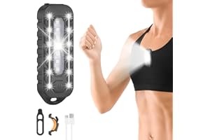 Adiwo Lumières de Course à Clip,5 Modes d'éclairage Lampe à Clip LED USB Rechargeable, 150LM IPX4 étanche Portable pour Coureurs, Jogging, Camping, Promener le Chien À l'extérieur la Nuit