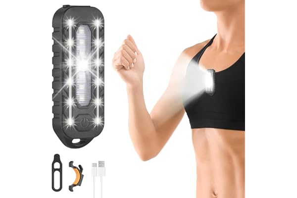 Adiwo Lumières de Course à Clip,5 Modes d'éclairage Lampe à Clip LED USB Rechargeable, 150LM IPX4 étanche Portable pour Coureurs, Jogging, Camping, Promener le Chien À l'extérieur la Nuit