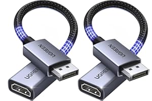 UGREEN 4K Adaptador DisplayPort a HDMI 2 Piezas Unidireccional Convertidor DP Macho a HDMI Hembra 4K 30Hz 2K 60Hz 1080P 120Hz Compatible con Portátiles Monitores Tarjetas Gráficas Televisores