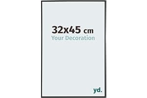 YD. Your Decoration - Cadre photo 32x45 cm - Noir Mat - Cadre Photo en Plastique Avec Verre acrylique - Anti-Reflet - Cadre 32x45 - Evry