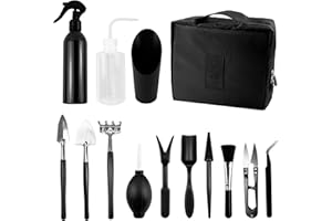 Ovtai Zestaw bonsai, zestaw startowy bonsai, zestaw narzędzi do przechowywania, narzędzie ogrodowe, mini zestaw narzędzi ogrodowych, akcesoria bonsai do roślin wewnętrznych i profesjonalnego sadzenia