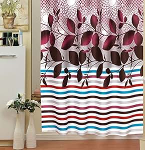 Textil DUSCHVORHANG 220 x 200 cm "Ranke Bordeaux" Bordeau Rot Weiss