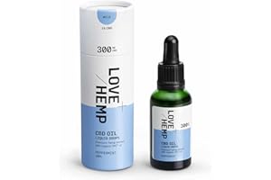 Love Hemp CBD Oil Drops 30ml, 300mg / Mild Strength, Peppermint Flavour Oral Liquid Drops, Premium Hemp with MCT Coconut Oil, Vegan & Gluten Free