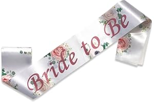 BLUE PLANET FANCY DRESS Bride to Be Hen Party Sash (Pack of 1) - Ivory White Satin Floral Sash with Pink Text for Women and Girls Bachelorette Parties - Bridal Party Favours - Wedding Accessories