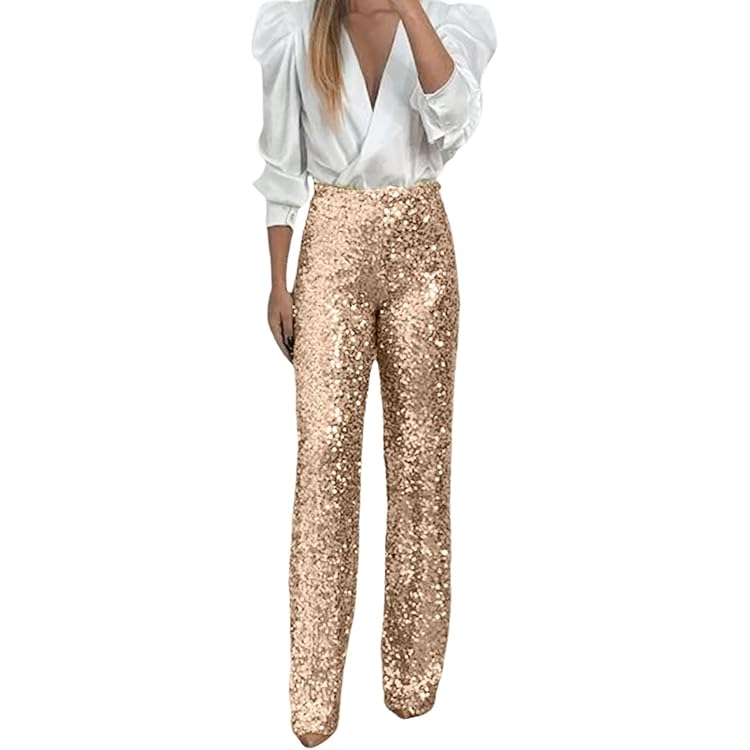 Flared glitterbroek voor dames: sprankelend en veelzijdig! 🌟 Perfect