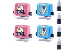 DWFEYOI Mathe Stempel Roller,4 Stück Roller Digitaler Lehrstempel,Rechenstempel Roller Wiederverwendbar, für Kinder Mathematische Übungen für Addition Subtraktion Multiplikation Division