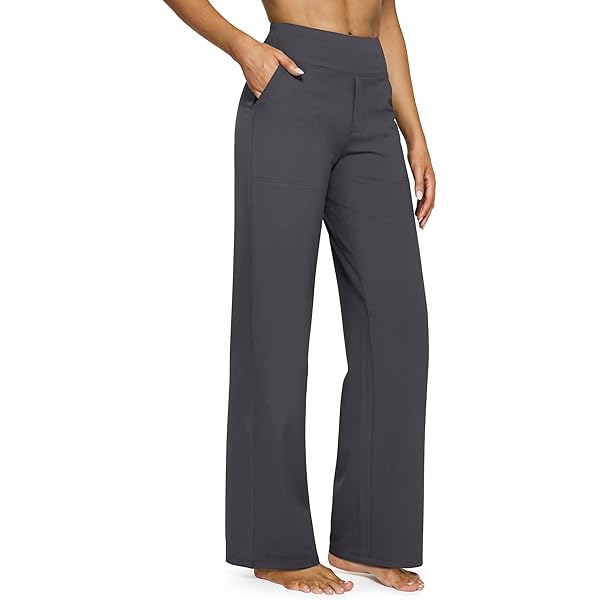 Timuspo Palazzo broek voor dames, zakelijk, geribbelde stof, elegant, casual, loszittend, hoge taille met elastische band, wijde beensnit, vrijetijdsbroek, Kaki, S