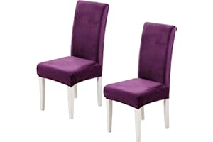 Xundefeng Soft Velvet Dining Chair Covers for Dining Room Set of 2 Pack Slipcovers Chairs Cover Stretch Slipcover, Purple