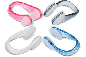 SAVITA 4 Piezas Clip de Nariz para Nadar Gel de sílice Impermeable para Niños y Adultos, Paquete de Caja Multicolor (4 Colores)