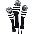 Hauni Stripes Knitted Golf Club Head Covers 3 Piece Set 1 3 5 Driver and Fairway HeadCovers Fits 460cc Drivers…