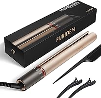 FURIDEN Glätteisen Locken und Glätten Haarglätter mit 25mm Turmalin Keramik Platten, Dual-Spannung,120℃-230℃ - Golden