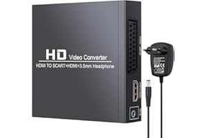 Neoteck HDMI zu SCART und HDMI Konverter HDMI zu Composite-Videosignal/FL/FR-Stereo-Audiosignal Adapter mit 3,5-mm-Kopfhörer Unterstützt 1080P, PAL, NTSC für CRT-TV, VHS-VCR, DVD-Recorder