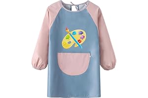 PAITOK Tablier d'Art pour Enfants, Tablier Imperméable avec Manches Longues Parfait pour la Peinture, la Cuisine, Beau Tablier pour Enfants de 6 à 12 Ans, Filles, Garçons