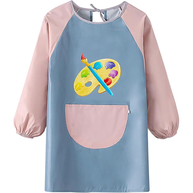 Tablier Manches Longues Activités Créatives Greyoe 1 Pièces Tablier Enfant, Tablier Peinture Enfant, Blouse, Imperméable Et Résistante à La Saleté Pour La Peinture, Pour Les Hauteurs De 130 à 150 Cm (Bleu